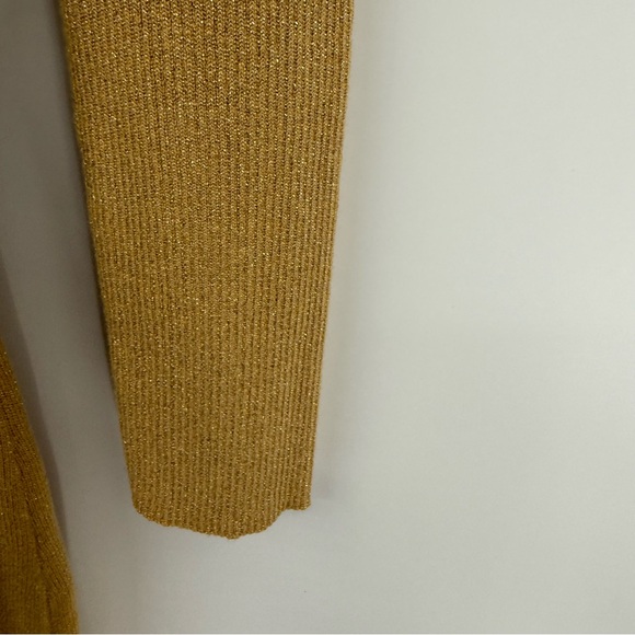 Free People French Girl Sweater Dress Size L Gold Shimmer Mock Neck Belted - Picture 6 of 13